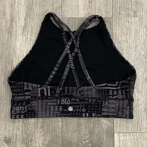 LULULEMON ENERGY BRA HIGH NECK LONG LINE, OMBRE BLACK MULTI, Black Sports Bra